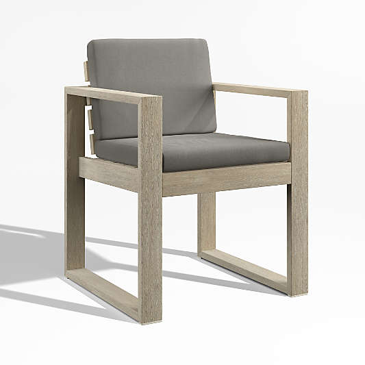 Mallorca Wood Outdoor Dining Armchair with Canvas Charcoal Sunbrella ® Cushions
