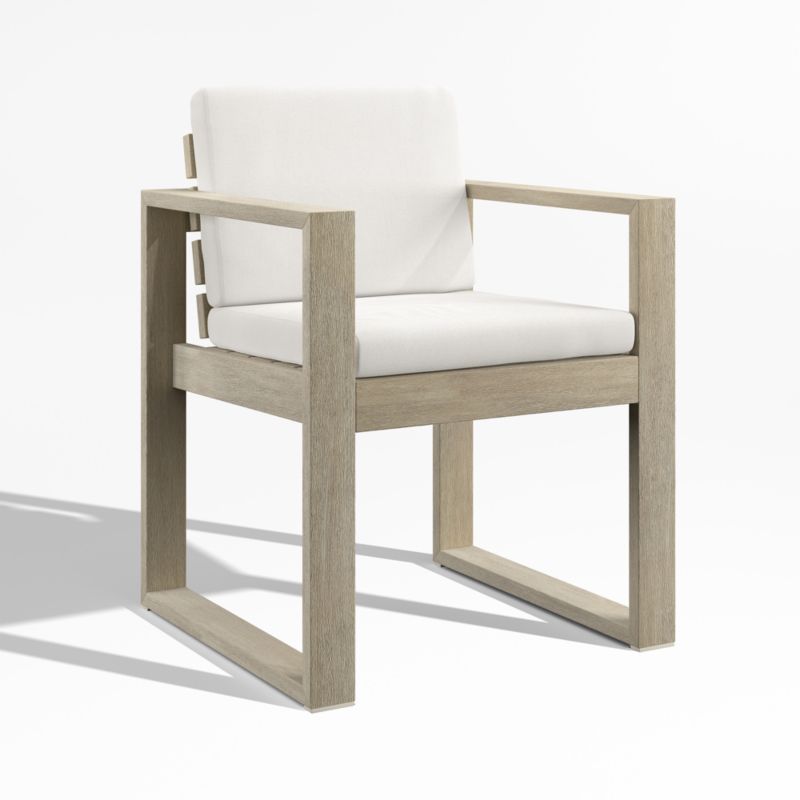 Mallorca 92"-114" Solid Wood Outdoor Extension Dining Table Arm and Dining Chair Set with Canvas Canvas Sunbrella ® Cushions