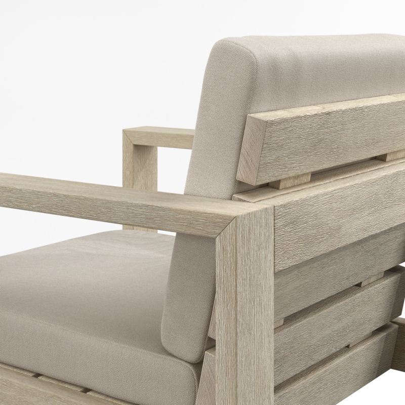 Mallorca Wood Outdoor Dining Armchair with Canvas Flax Sunbrella ® Cushions - image 8 of 9