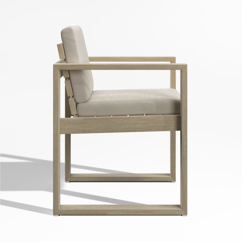 Mallorca Wood Outdoor Dining Armchair with Canvas Flax Sunbrella ® Cushions - image 6 of 9