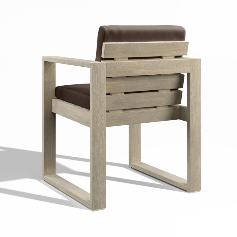Mallorca Wood Outdoor Dining Armchair with Canvas Java Sunbrella ® Cushions - image 7 of 9