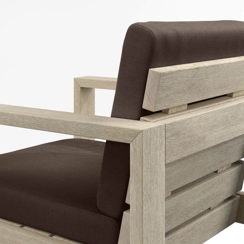 Mallorca Wood Outdoor Dining Armchair with Canvas Java Sunbrella ® Cushions - image 8 of 9