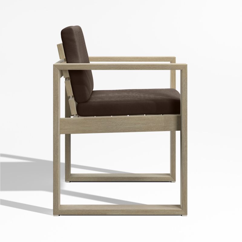 Mallorca Wood Outdoor Dining Armchair with Canvas Java Sunbrella ® Cushions - image 6 of 9