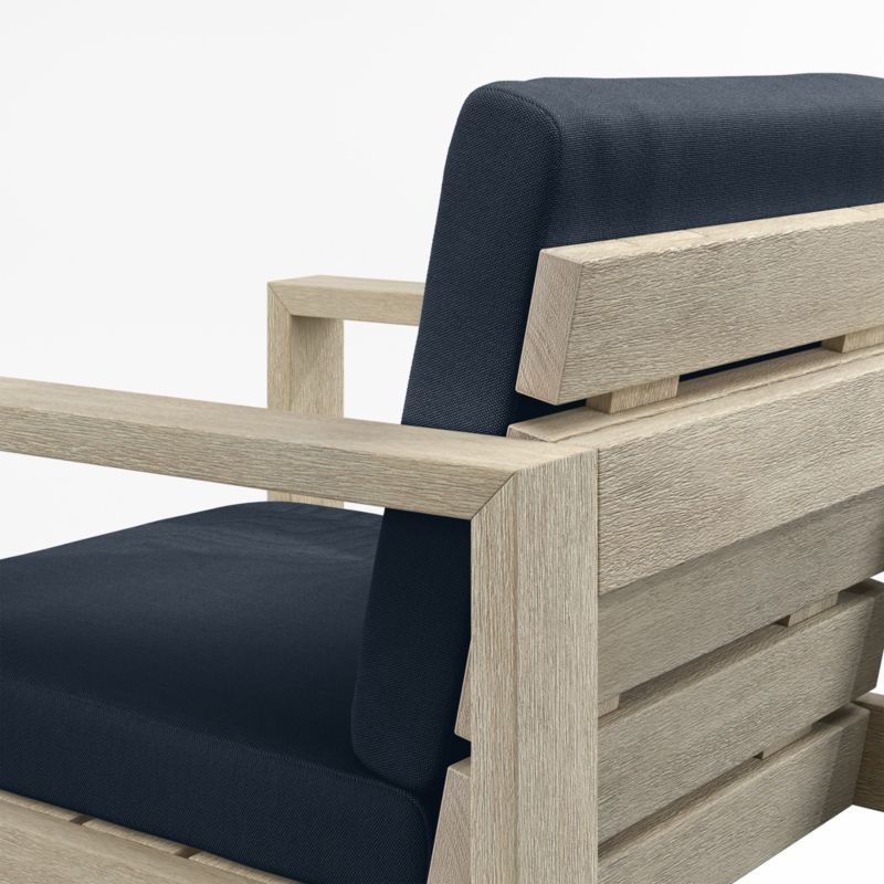 Mallorca Wood Outdoor Dining Armchair with Canvas Navy Sunbrella ® Cushions - image 8 of 9