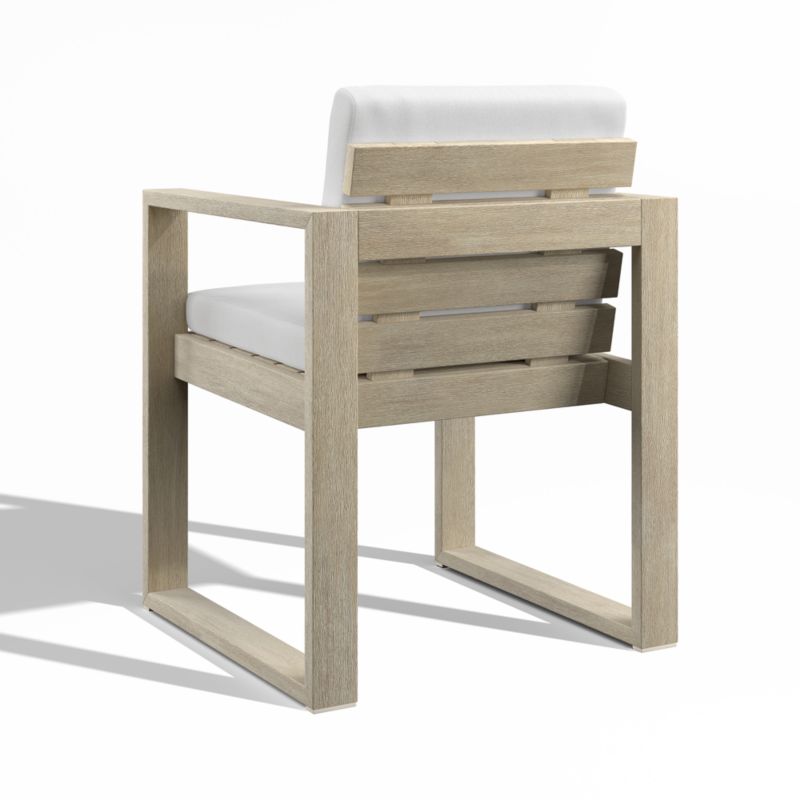 Mallorca Wood Outdoor Dining Armchair with Canvas White Sunbrella ® Cushions - image 7 of 9