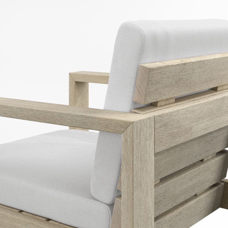 Mallorca Wood Outdoor Dining Armchair with Canvas White Sunbrella ® Cushions - image 8 of 9