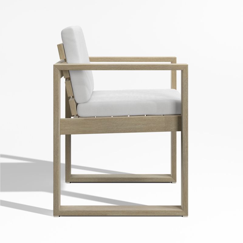 Mallorca Wood Outdoor Dining Armchair with Canvas White Sunbrella ® Cushions - image 6 of 9
