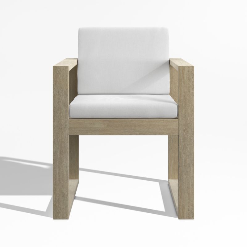 Mallorca Wood Outdoor Dining Armchair with Canvas White Sunbrella ® Cushions - image 5 of 9