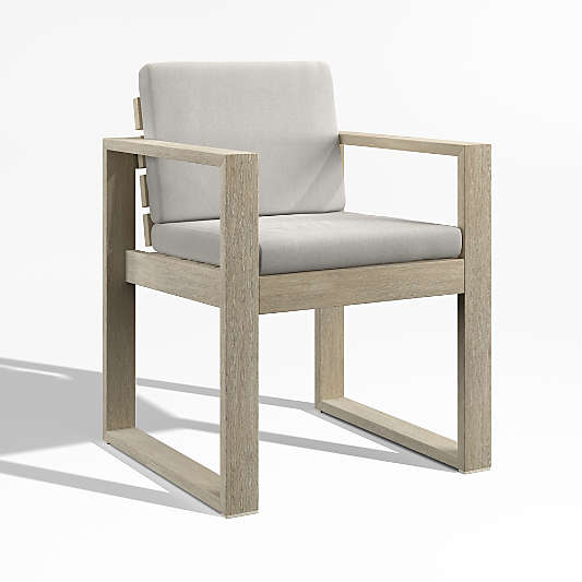 Mallorca Wood Outdoor Dining Armchair with Cast Silver Sunbrella ® Cushions