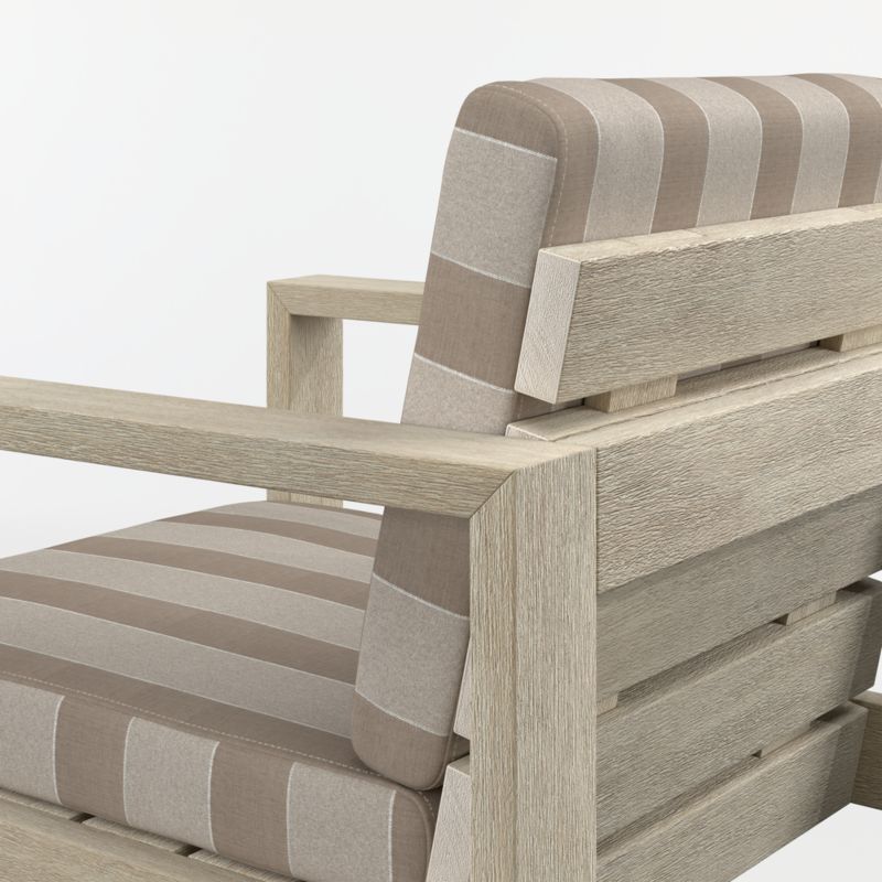 Mallorca Wood Outdoor Dining Armchair with Range Dune Stripe Sunbrella ® Cushions - image 9 of 10