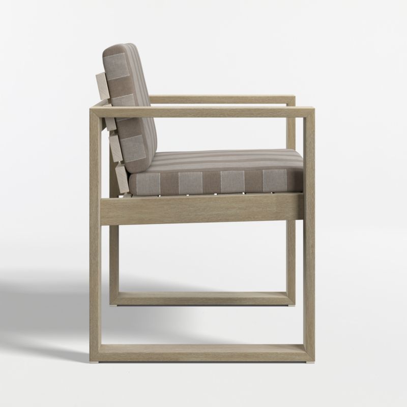 Mallorca Wood Outdoor Dining Armchair with Range Dune Stripe Sunbrella ® Cushions - image 5 of 7