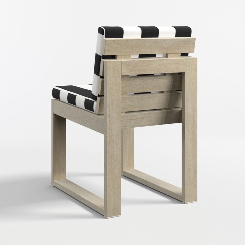 Mallorca Wood Outdoor Dining Chair with Black and White Cabana Stripe Sunbrella ® Cushions