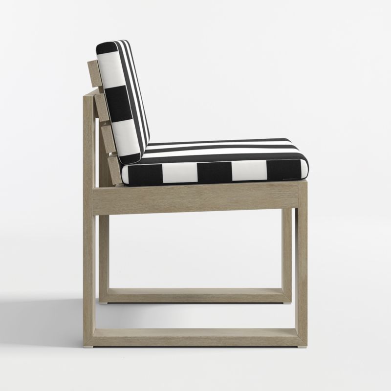 Mallorca Wood Outdoor Dining Chair with Black and White Cabana Stripe Sunbrella ® Cushions