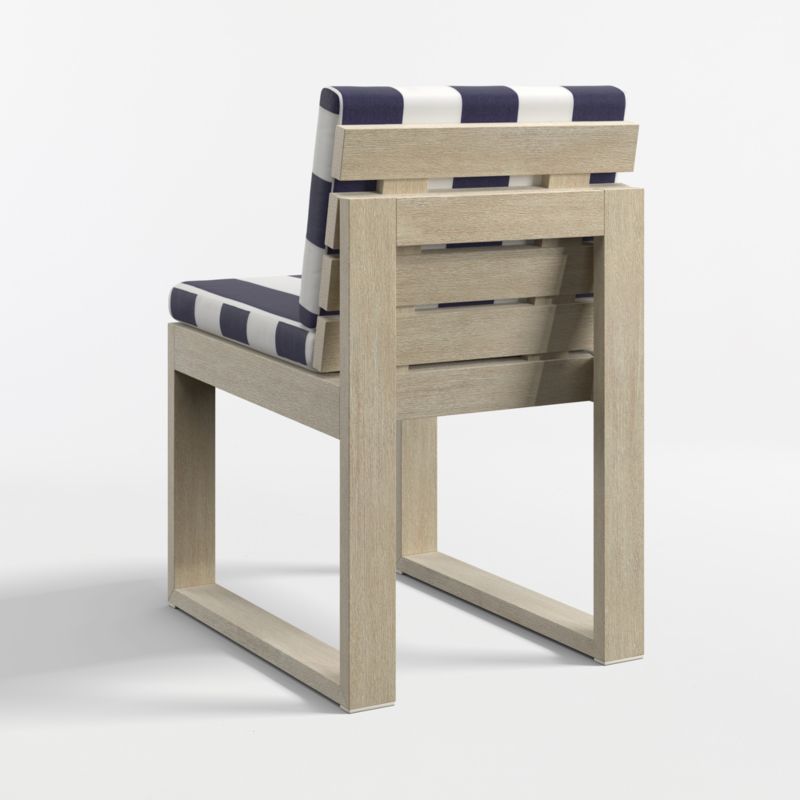 Mallorca Wood Outdoor Dining Chair with Navy and White Cabana Stripe Sunbrella ® Cushions