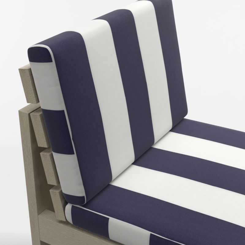 Mallorca Wood Outdoor Dining Chair with Navy and White Cabana Stripe Sunbrella ® Cushions