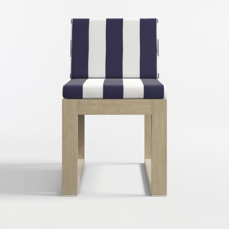 Mallorca Wood Outdoor Dining Chair with Navy and White Cabana Stripe Sunbrella ® Cushions