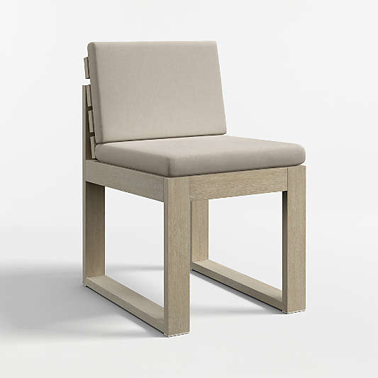 Mallorca Wood Outdoor Dining Chair with Canvas Flax Sunbrella ® Cushions