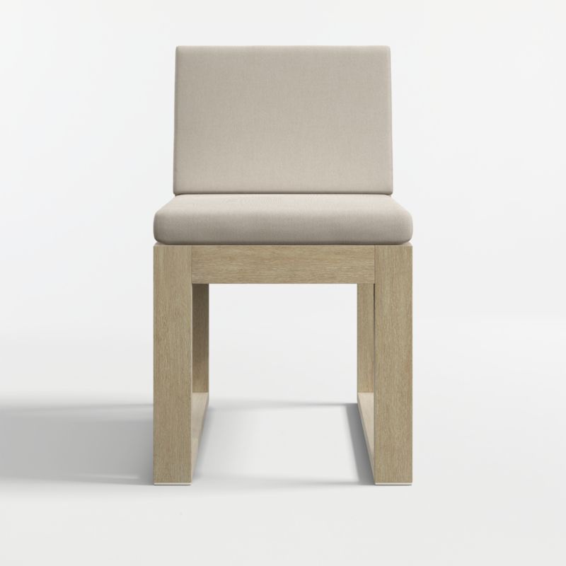 Mallorca Wood Outdoor Dining Chair with Canvas Flax Sunbrella ® Cushions