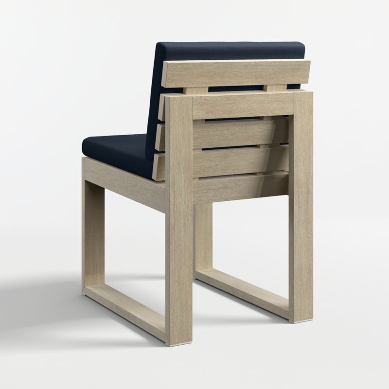 Mallorca Wood Outdoor Dining Chair with Canvas Navy Sunbrella ® Cushions