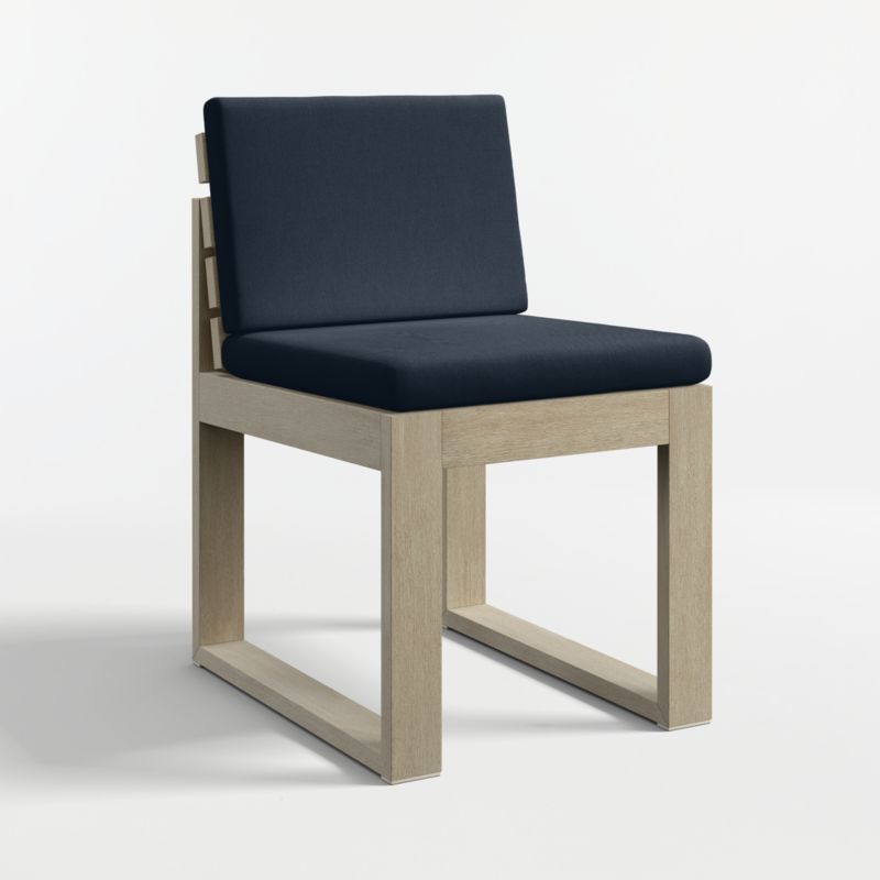 Mallorca 92"-114" Solid Wood Outdoor Extension Dining Table and Chair Set with Canvas Navy Sunbrella ® Cushions