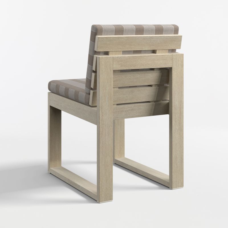 Mallorca Wood Outdoor Dining Chair with Range Dune Stripe Sunbrella ® Cushions