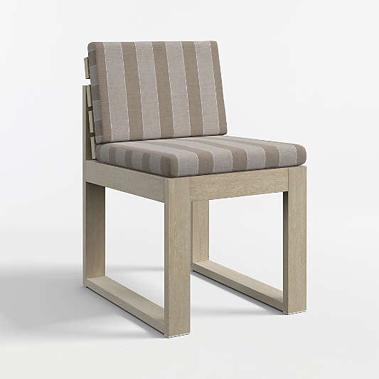 Mallorca Wood Outdoor Dining Chair with Range Dune Stripe Sunbrella ® Cushions