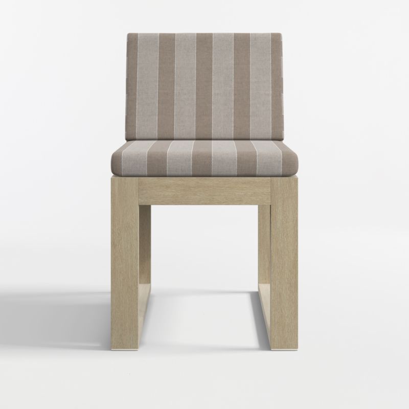 Mallorca Wood Outdoor Dining Chair with Range Dune Stripe Sunbrella ® Cushions