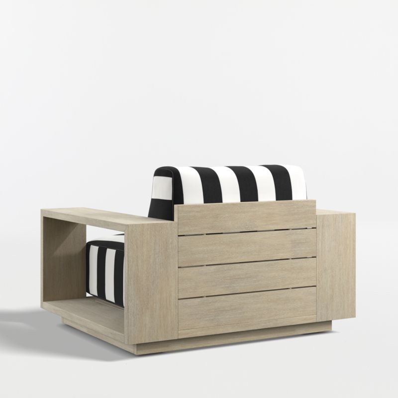 Mallorca Wood Outdoor Lounge Chair with Black and White Cabana Stripe Sunbrella ® Cushions - image 10 of 12