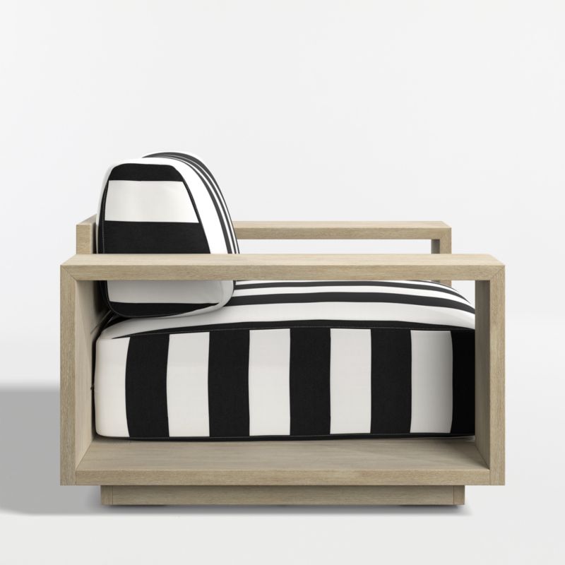 Mallorca Wood Outdoor Lounge Chair with Black and White Cabana Stripe Sunbrella ® Cushions - image 9 of 12