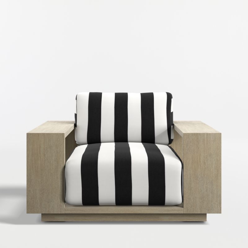 Mallorca Wood Outdoor Lounge Chair with Black and White Cabana Stripe Sunbrella ® Cushions - image 8 of 12