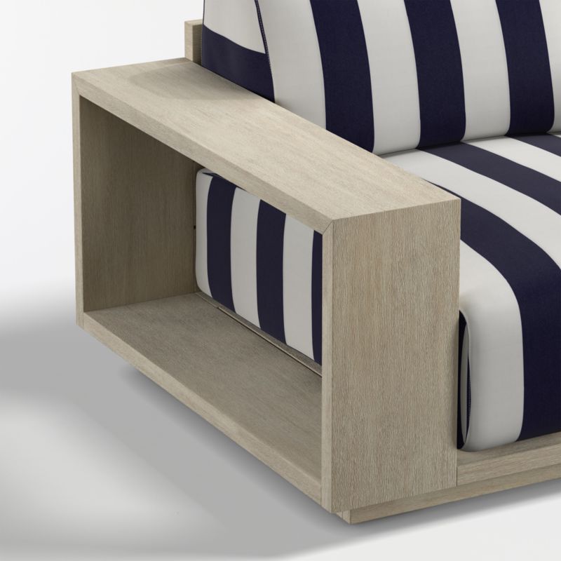 Mallorca Wood Outdoor Lounge Chair with Navy and White Cabana Stripe Sunbrella ® Cushions - image 12 of 13