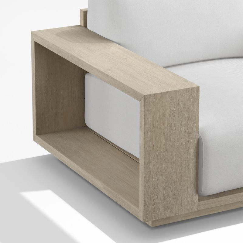 Mallorca Wood 3-Piece L-Shaped Outdoor Sectional Sofa with Canvas White Sunbrella ® Cushions - image 11 of 12