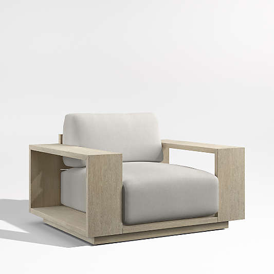 Mallorca Wood Outdoor Lounge Chair with Cast Silver Sunbrella ® Cushions