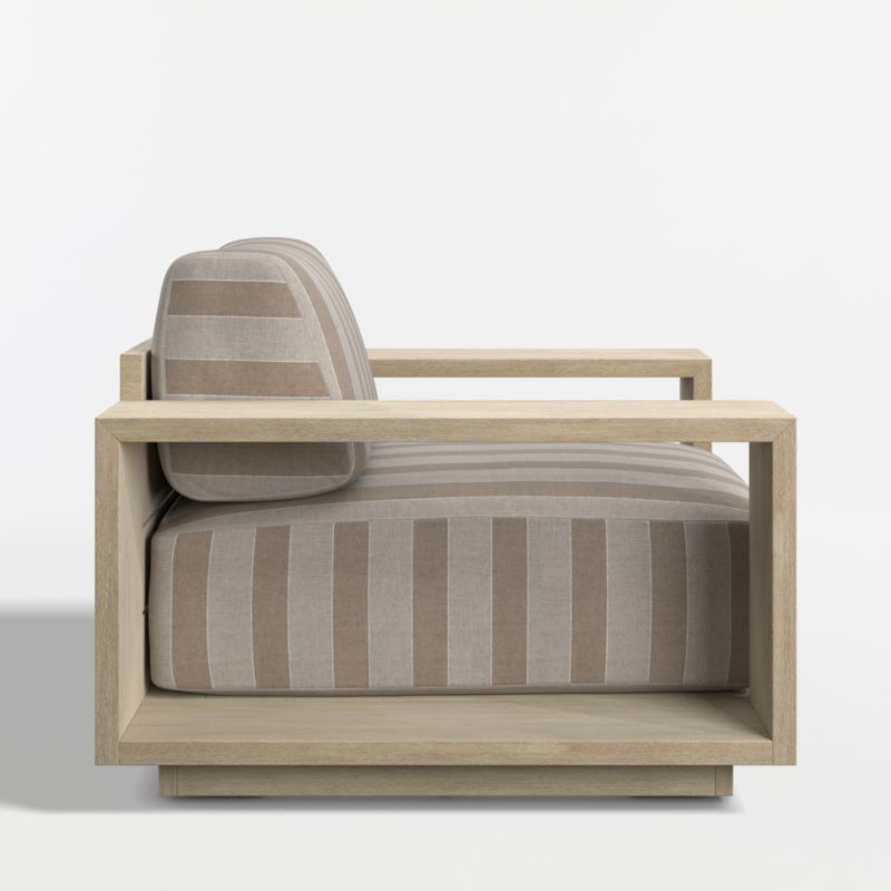 Mallorca Wood Outdoor Lounge Chair with Range Dune Stripe Sunbrella ® Cushions - image 11 of 14