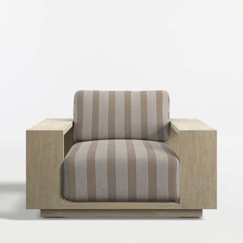 Mallorca Wood Outdoor Lounge Chair with Range Dune Stripe Sunbrella ® Cushions - image 10 of 14