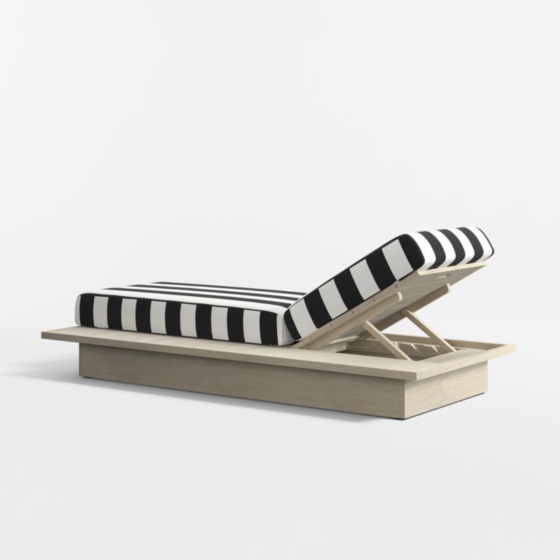 Mallorca Wood Outdoor Sun Lounger with Black and White Cabana Sunbrella ® Cushions
