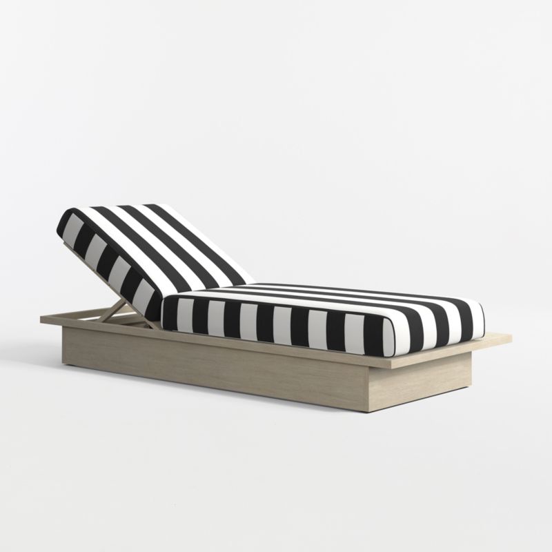 Viewing product image Mallorca Wood Outdoor Sun Lounger with Black and White Cabana Sunbrella ® Cushions - image 1 of 9