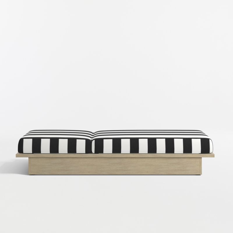 Mallorca Wood Outdoor Sun Lounger with Black and White Cabana Sunbrella ® Cushions