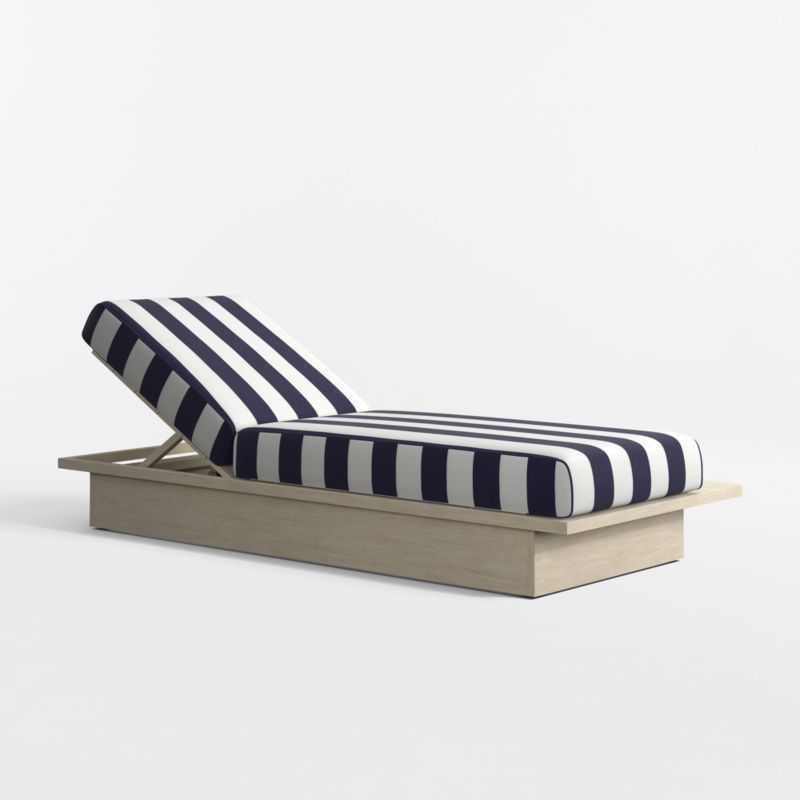 Viewing product image Mallorca Wood Outdoor Sun Lounger with Navy and White Cabana Stripe Sunbrella ® Cushions - image 1 of 9