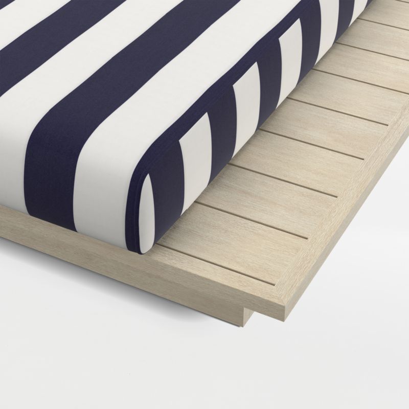 Mallorca Wood Outdoor Sun Lounger with Navy and White Cabana Stripe Sunbrella ® Cushions