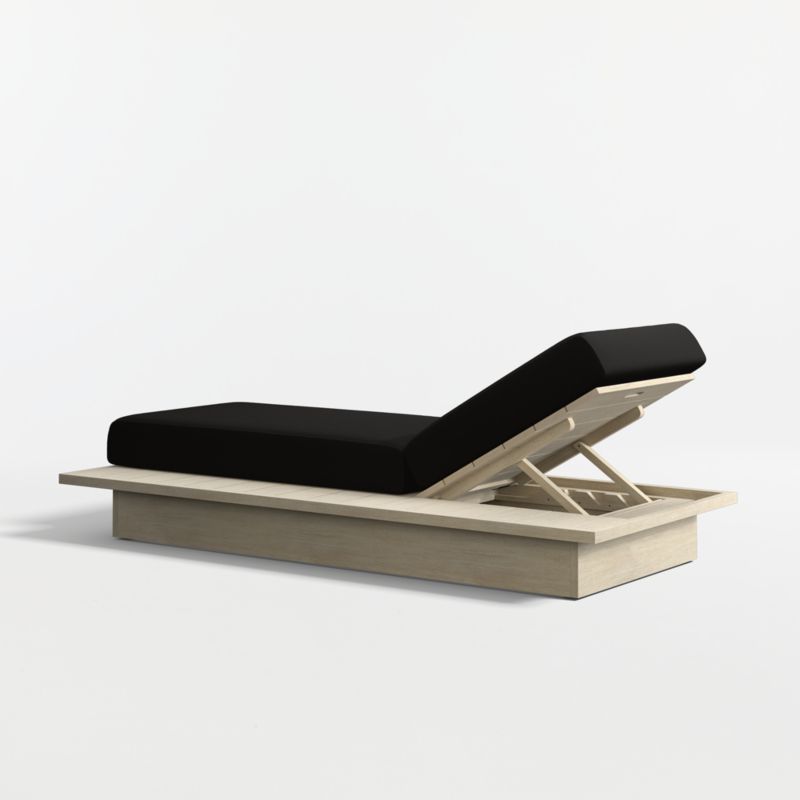 Mallorca Wood Outdoor Sun Lounger with Canvas Black Sunbrella ® Cushions