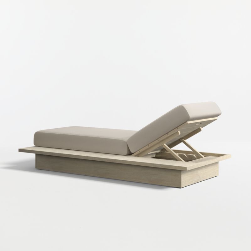 Mallorca Wood Outdoor Sun Lounger with Canvas Flax Sunbrella ® Cushions