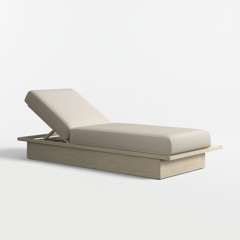 Viewing product image Mallorca Wood Outdoor Sun Lounger with Canvas Flax Sunbrella ® Cushions - image 1 of 9