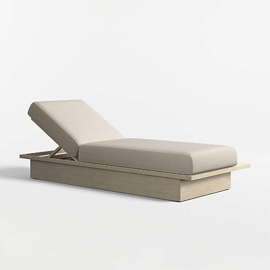 Mallorca Wood Outdoor Sun Lounger with Canvas Flax Sunbrella ® Cushions