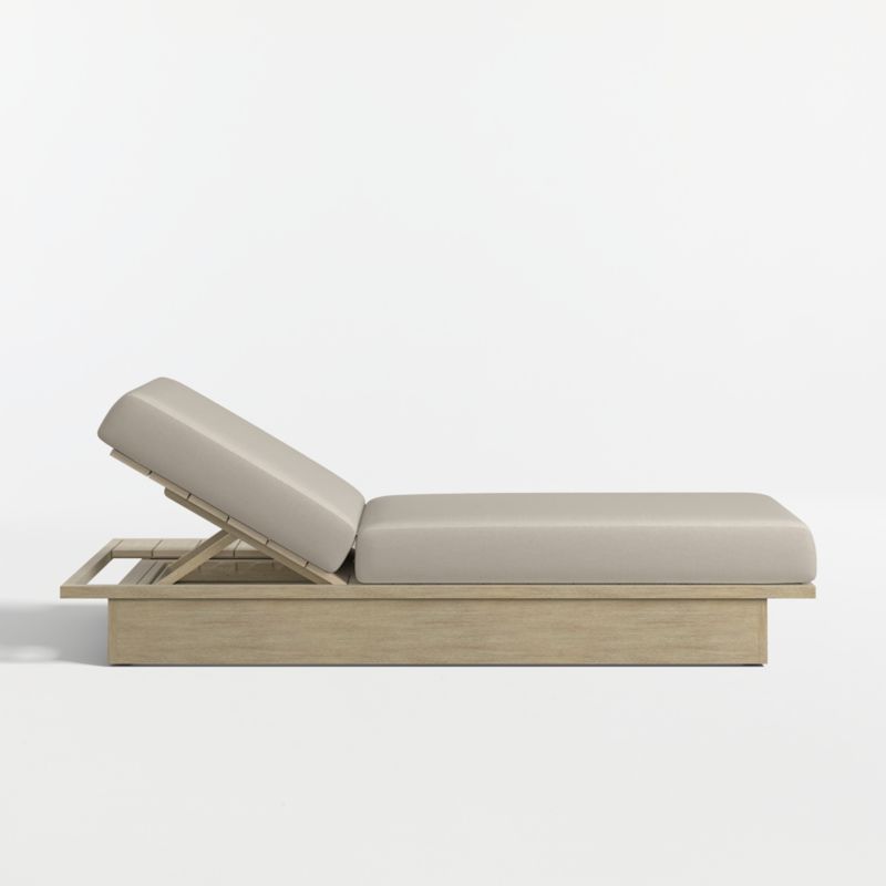 Mallorca Wood Outdoor Sun Lounger with Canvas Flax Sunbrella ® Cushions