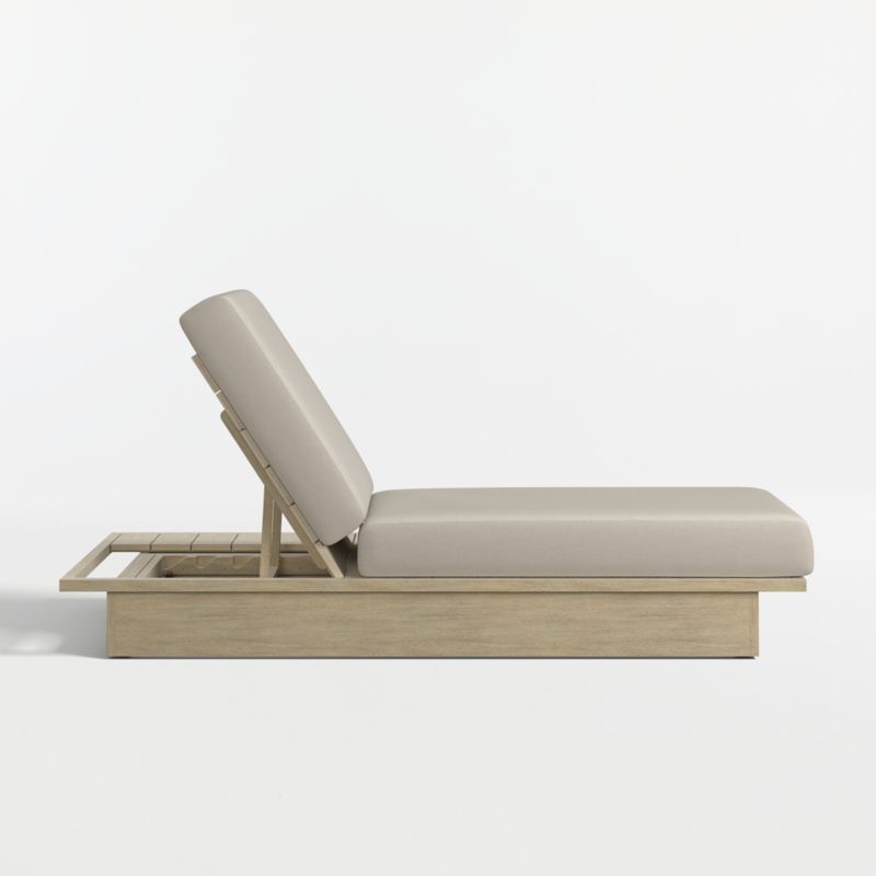 Mallorca Wood Outdoor Sun Lounger with Canvas Flax Sunbrella ® Cushions