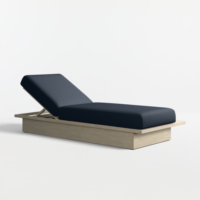 Viewing product image Mallorca Wood Outdoor Sun Lounger with Canvas Navy Sunbrella ® Cushions - image 1 of 9