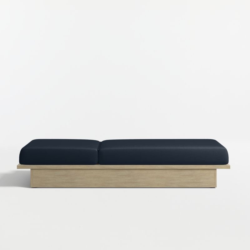 Mallorca Wood Outdoor Sun Lounger with Canvas Navy Sunbrella ® Cushions