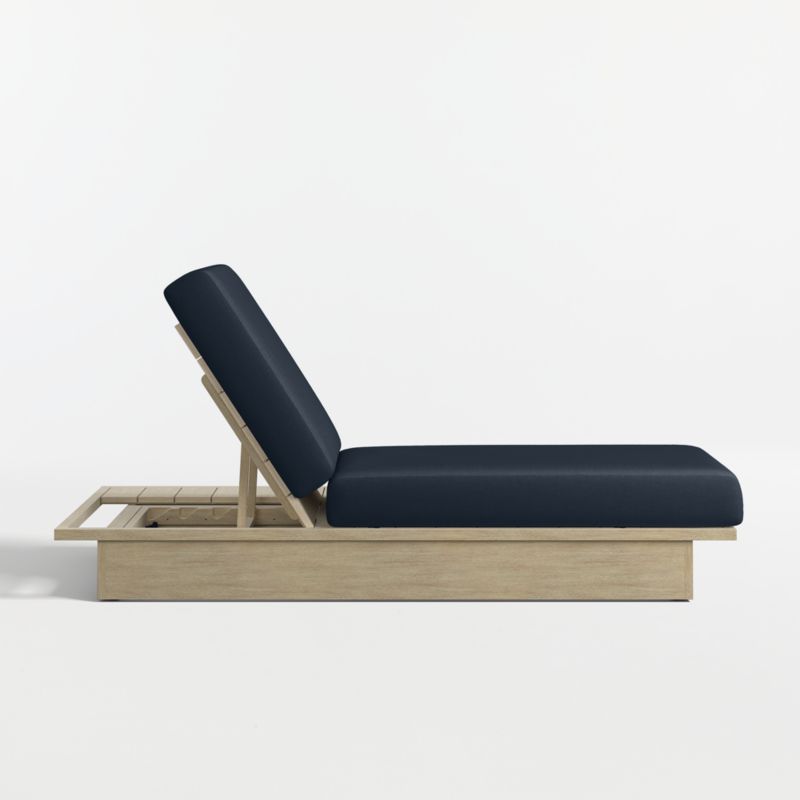 Mallorca Wood Outdoor Sun Lounger with Canvas Navy Sunbrella ® Cushions