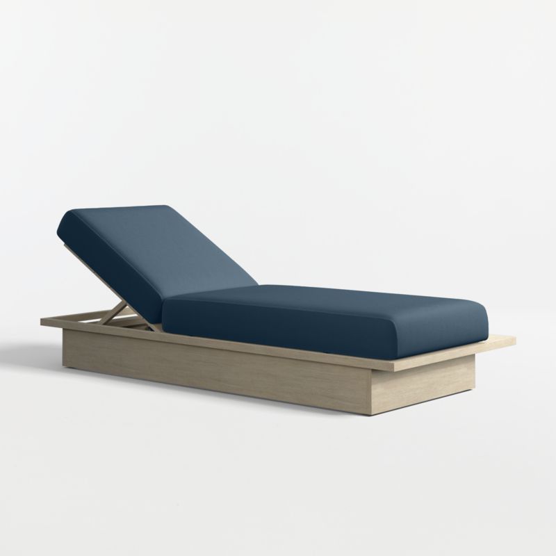 Viewing product image Mallorca Wood Outdoor Sun Lounger with Cast Harbor Sunbrella ® Cushions - image 1 of 9